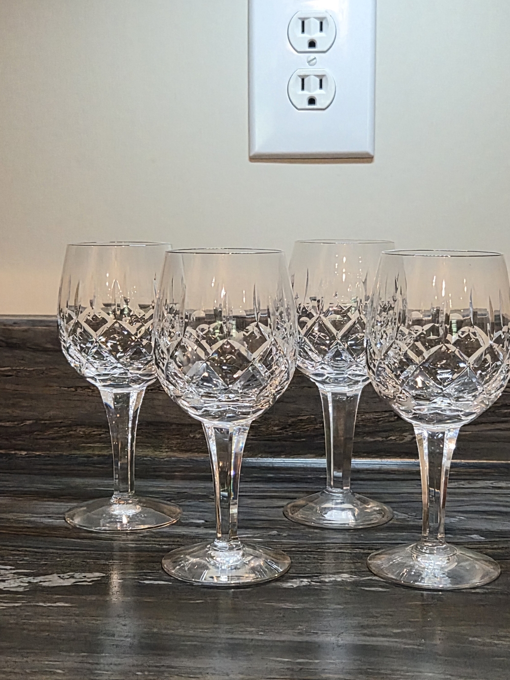 Royal Doulton Clear Crystal Cut Wine Glasses - Set of 4